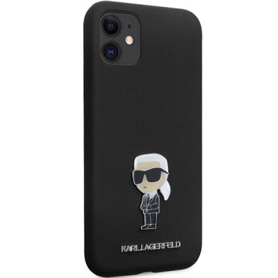 4. Etui Karl Lagerfeld Silicone Ikonik Metal Pin na iPhone 11 / Xr - czarne