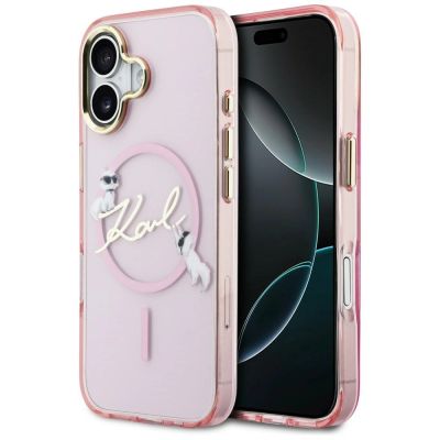 Etui Karl Lagerfeld IML Choupettes Karl  Script Logo MagSafe na iPhone 17 - różowe