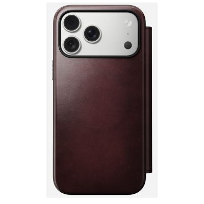 5. NOMAD Modern Leather Folio - skórzane etui do iPhone 17 Pro Max kompatybilne z MagSafe, skóra Horween (burgundy)