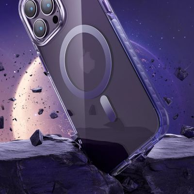 5. Kingxbar PQY Ice Crystal Series magnetyczne etui iPhone 14 MagSafe srebrne