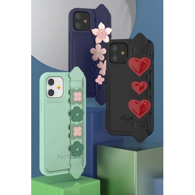 3. Kingxbar Sweet Series żelowe etui ozdobione oryginalnymi Kryształami Swarovskiego z podstawką iPhone 12 Pro / iPhone 12 niebieski