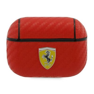 Etui Ferrari On Track PU Carbon na AirPods Pro - czerwone
