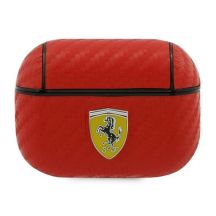 Etui Ferrari On Track PU Carbon na AirPods Pro - czerwone