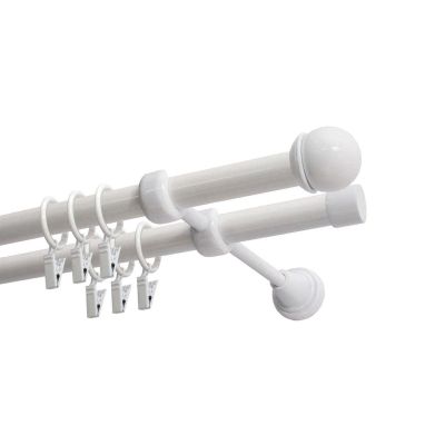 KARNISZ PODWÓJNY FI 19 MM BIAŁY 320 CM GAŁKA MAX Z KÓŁKAMI KOWALSKI