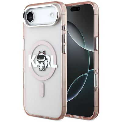 Etui Karl Lagerfeld IML Choupette Sketch Logo MagSafe na iPhone 17 Air - różowe