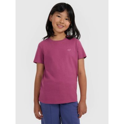 T-shirt regular gładki dziewczęcy 4F 4FJRAW25TTSHF3233-50S