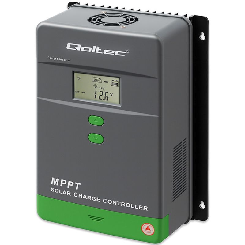 2. Solarny regulator ładowania MPPT Qoltec 53664 z czujnikiem temperatury 50A |12V / 24V | LCD | Bluetooth | APP | GEL | LiFePO4