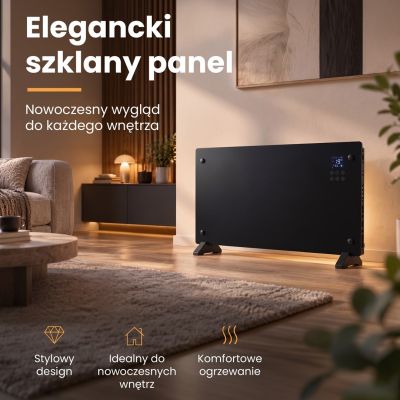 5. Extralink Inteligentny panelowy grzejnik o mocy 2000W | Kolor czarny