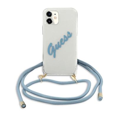 2. Etui Guess Script Vintage na iPhone 12 mini - niebieskie