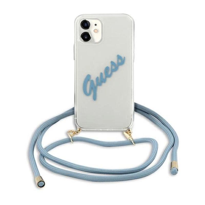 2. Etui Guess Script Vintage na iPhone 12 mini - niebieskie