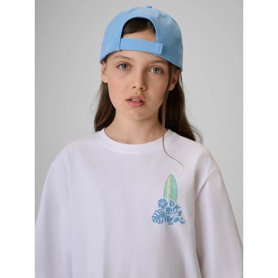 3. T-shirt loose z nadrukiem dziewczęcy 4F 4FJRSS26TTSHF3980-11S