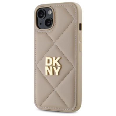 2. Etui DKNY Quilted Stack Logo na iPhone 14 - beżowe