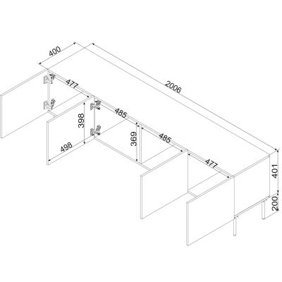 4. Szafka RTV ISLA 200x40x60 kaszmir mat