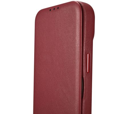 14. iCarer CE Premium Leather Folio Case skórzane etui iPhone 14 Pro z klapką magnetyczne MagSafe czerwony (WMI14220714-RD)