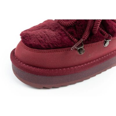 6. D.Franklin buty śniegowce damskie zimowe modne futerko ocieplane bordowe