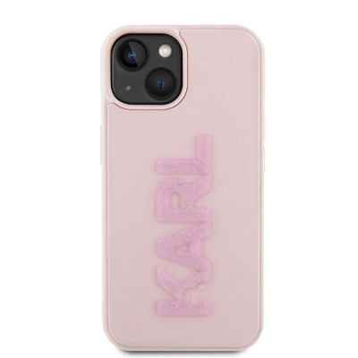 3. Etui Karl Lagerfeld 3D Rubber Glitter Logo na iPhone 15 Plus - różowe