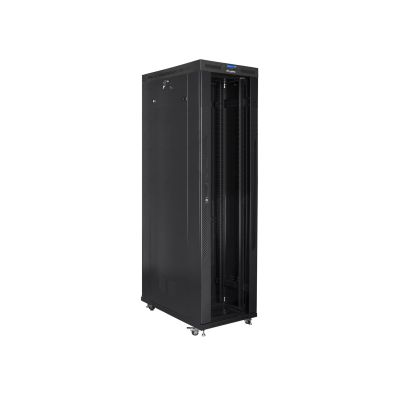 2. LANBERG SZAFAS TOJĄCA RACK 19" 47U 800X1200 DRZWI SZKLANE LCD CZARNA FF01-8247-12BL