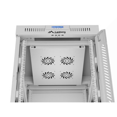 6. Szafa instalacyjna rack stojąca 19" 15U 600x800 szara drzwi szklane LCD Lanberg (Flat Pack) V2
