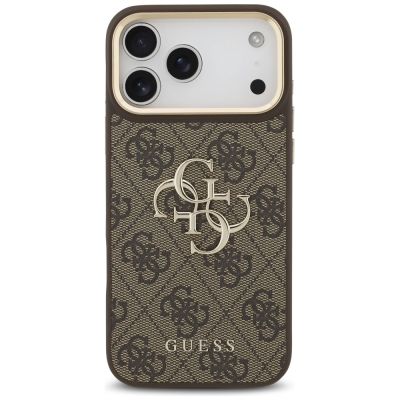 3. Etui Guess 4G Big 4G Classic Logo Big Strap Metal Buttons na iPhone 17 Pro Max - brązowe