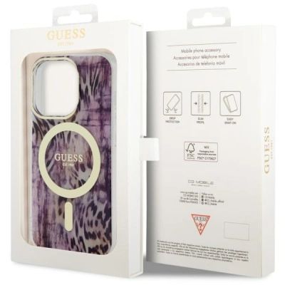 8. Etui Guess Leopard MagSafe na iPhone 14 Pro Max - różowe