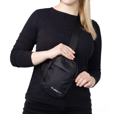 9. Mini saszetka na ramię Wozinsky WMS-W1 wodoodporna dwukomorowa na telefon unisex - czarna