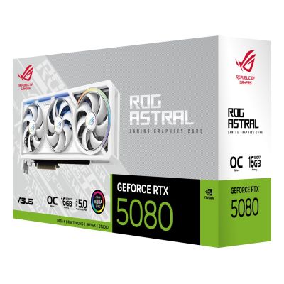 10. ASUS ROG Astral - -RTX5080-O16G-WHITE NVIDIA GeForce RTX 5080 16 GB GDDR7