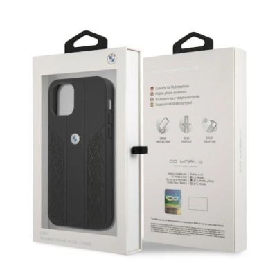 8. Etui BMW Leather Curve Perforate na iPhone 12 / iPhone 12 Pro - czarne