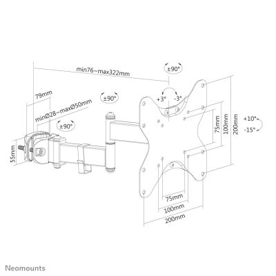 8. Neomounts FL40-450BL12 uchwyt do telewizorów 106,7 cm (42") Czarny