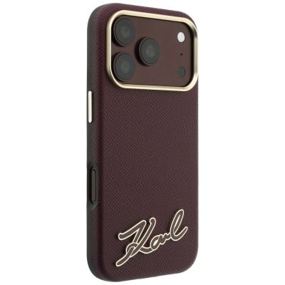 4. Etui Karl Lagerfeld Grained with Resin Signature Logo MagSafe na iPhone 18 Pro Max / 17 Pro Max - burgundowe
