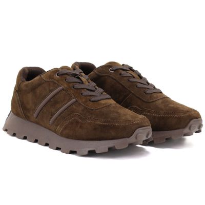 4. Skórzane półbuty sneakersy platformy brązowy S.Barski