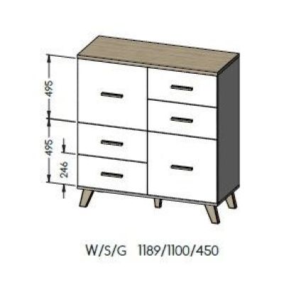 3. Komoda LOTTA 110 2D4S wotan + czarny mat