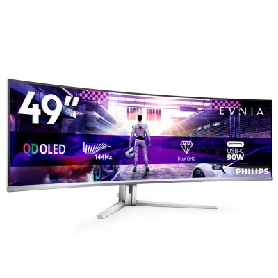 26. Philips Evnia 8000 49M2C8900L/00 monitor komputerowy 124,2 cm (48.9") 5120 x 1440 px Dual QHD QD-OLED Biały