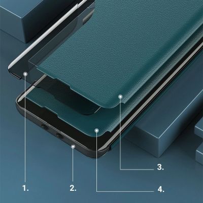 12. Eco Leather View Case elegancki futerał etui z klapką i funkcją podstawki Xiaomi Redmi K40 Pro+ / K40 Pro / K40 / Poco F3 pomarańczowy