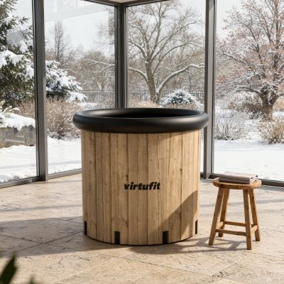 46. VIRTUFIT WANNA LODOWA XXL - 375 LITRÓW - IMITACJA DREWNA - Z AKCESORIAMI