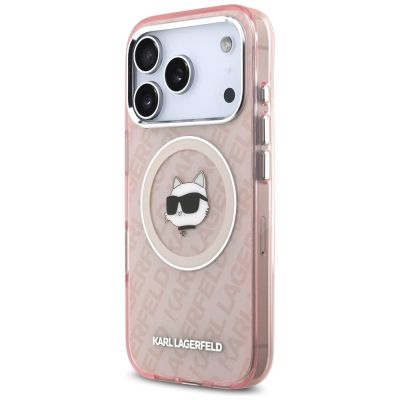 2. Etui Karl Lagerfeld IML Choupette Head Logo MagSafe na iPhone 17 Pro Max - różowe
