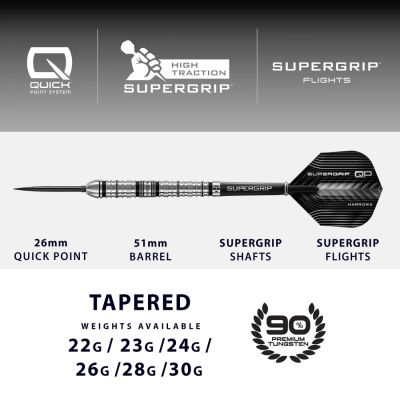 3. Rzutki Harrows SUPERGRIP QP TAPERED 90% steeltip