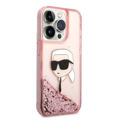 4. Etui Karl Lagerfeld Glitter Karl's Head na iPhone 14 Pro Max - różowe