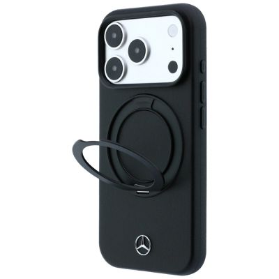 2. Etui Mercedes Leather with Ring Stand MagSafe do iPhone 18 Pro Max / 17 Pro Max / 17 Pro Max - czarne
