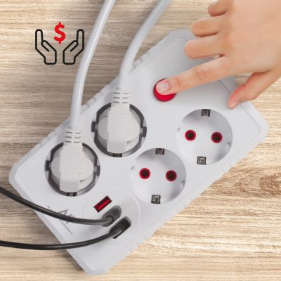 11. MACLEAN LISTWA ZASILAJĄCA, PRZEDŁUŻACZ 4 GNIAZDA + 3XUSB, 110-240V AC 50/60HZ, 2.1A MAX 2500W, 3M, BIAŁA MCE393 W