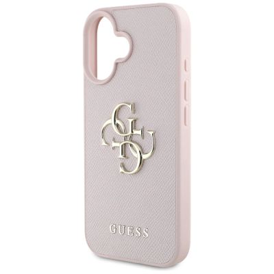6. Etui Guess Grained Big 4G Logo Small Classic Logo na iPhone 16 - różowe