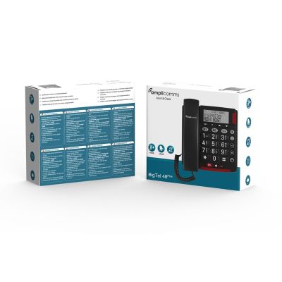 4. amplicomms Bigtel 48 Plus Telefon analogowy Nazwa i identyfikacja dzwoniącego Ciemny Szary
