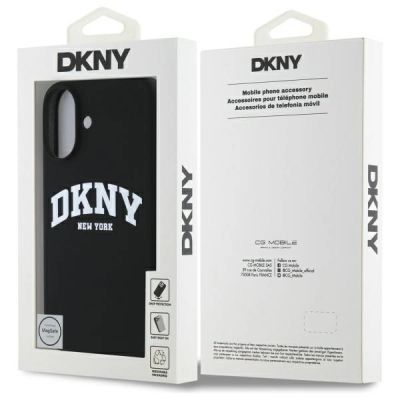 8. Etui DKNY Silicone White Printed Logo MagSafe na iPhone 16 - czarne