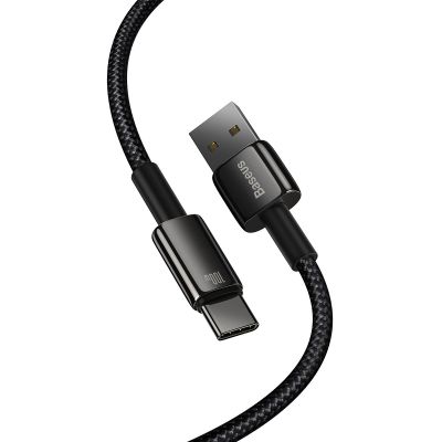 17. Baseus Tungsten Gold kabel USB-A - USB-C 480Mb/s 100W 1m czarny (CAWJ000001)