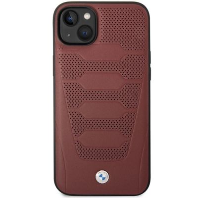 3. Etui BMW Leather Seats Pattern na iPhone 14 - burgundowe