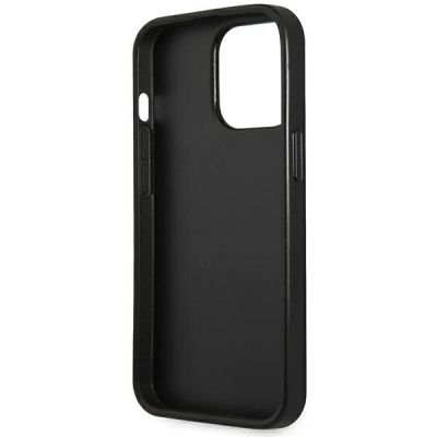 7. Etui Guess Saffiano Triangle Logo na iPhone 14 Pro - srebrne