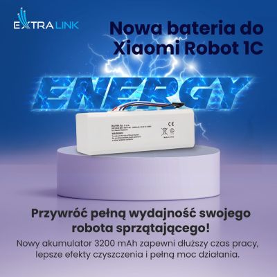 9. Bateria akumulator Xiaomi Robot 1C P1904-4S1P-MM, 3200mAh, 47.36Wh, STYTJ01ZHM Mijia 1C P1904-4S1P-MM (Dreame MC1808)