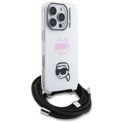 3. Etui Karl Lagerfeld IML Crossbody Karl&Choupette Head na iPhone 16 Pro - białe