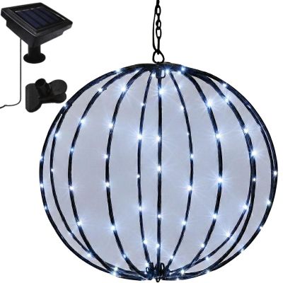 7. LAMPA SOLARNA WISZĄCA KULA 30CM 120 LED ZIMNY BIAŁY