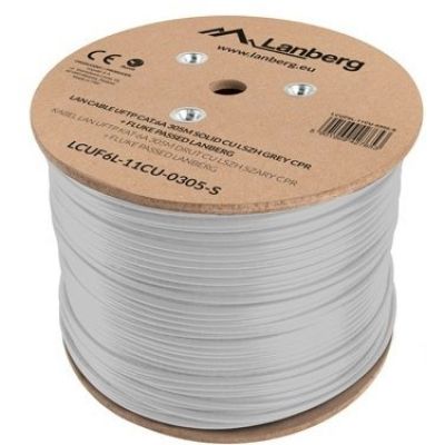 7. LANBERG KABEL UFTP KAT. 6A 305M DRUT CU LSZH SZARY CPR+FLUKE PASSED