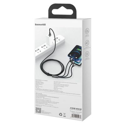 9. Baseus Tungsten 3w1 kabel USB - USB Typ C / Lightning / micro USB 3,5 A 1,5 m czarny (CAMLTWJ-01)